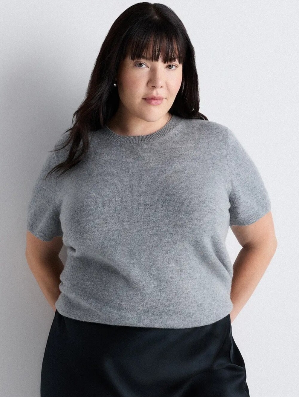 Quince Mongolian Cashmere Tee Heather Grey Minimalist Quiet Luxury
